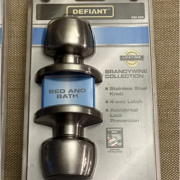 2 Packs - Defiant Brandywine Stainless Steel Bed And Bath Door Knob - 332-208 - Picture 3 of 4